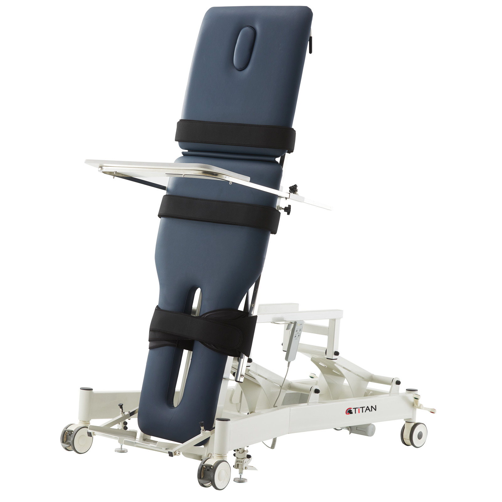 4 A wheeled medical table with an adjustable seating option