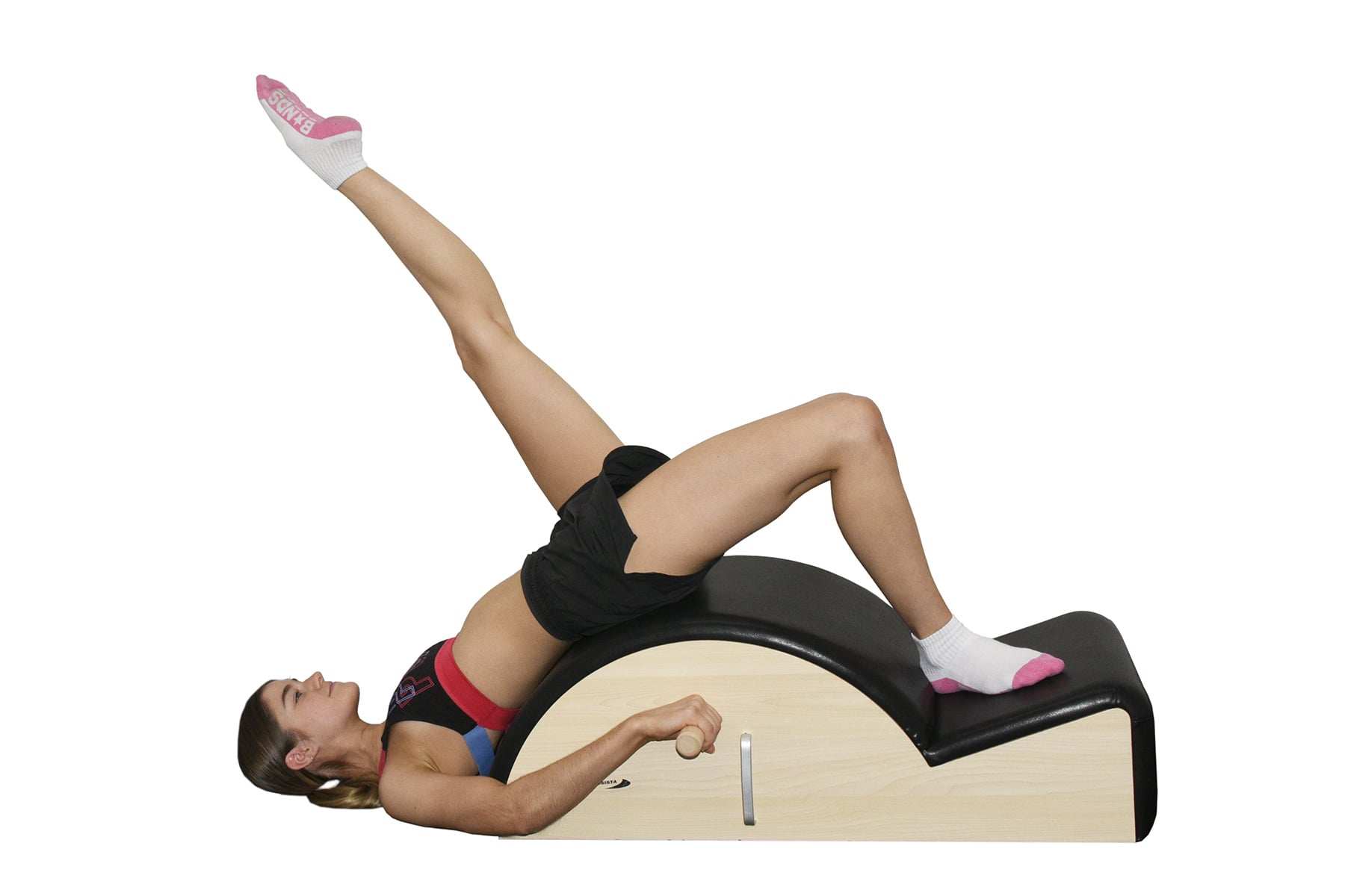 stretch backwards on pilates equipment 497MR
