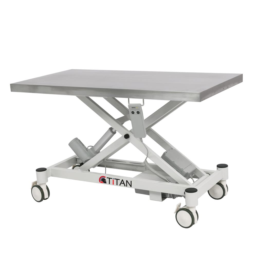 ETVET-Side-Mid-scaled-1 Mobile titan hydraulic table with metal top, ideal for easy transport and durability