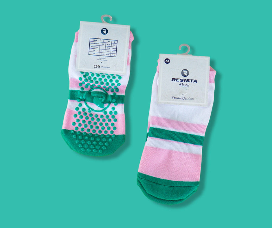 Candy Green 1 RESISTA Pilates Grip Socks Emerald Pink