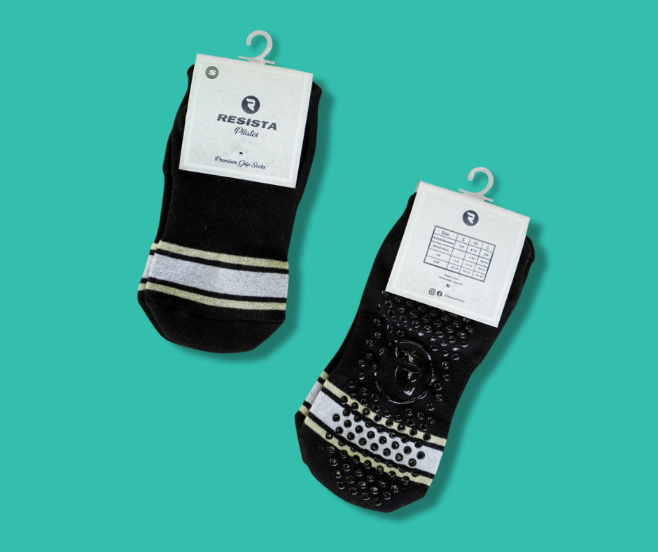 Resista Pilates Grip Black with Stripes Socks 1