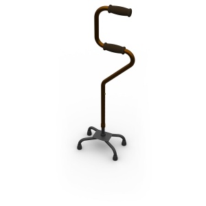 Crooked Quad Cane with Hand Strap