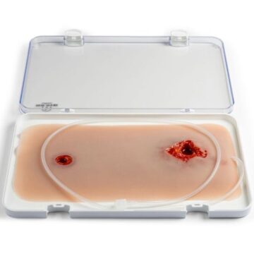 Wound Moulage Bullet Hole, Leg with Bleeding Function